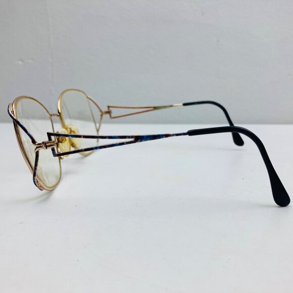 Vintage Marcolin Eyeglass Frames Only 56-16-130 Italy Gold / Purple Blue 80s - Picture 5 of 10